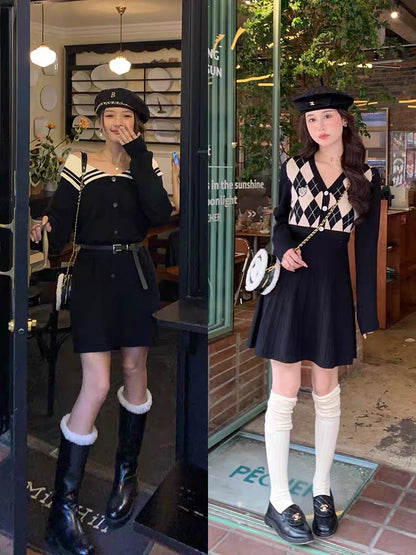 Zhang Daren plus size women's clothing can be salty or sweet age-reducing knitted skirt fat mm vitality playful college style slimming dress
