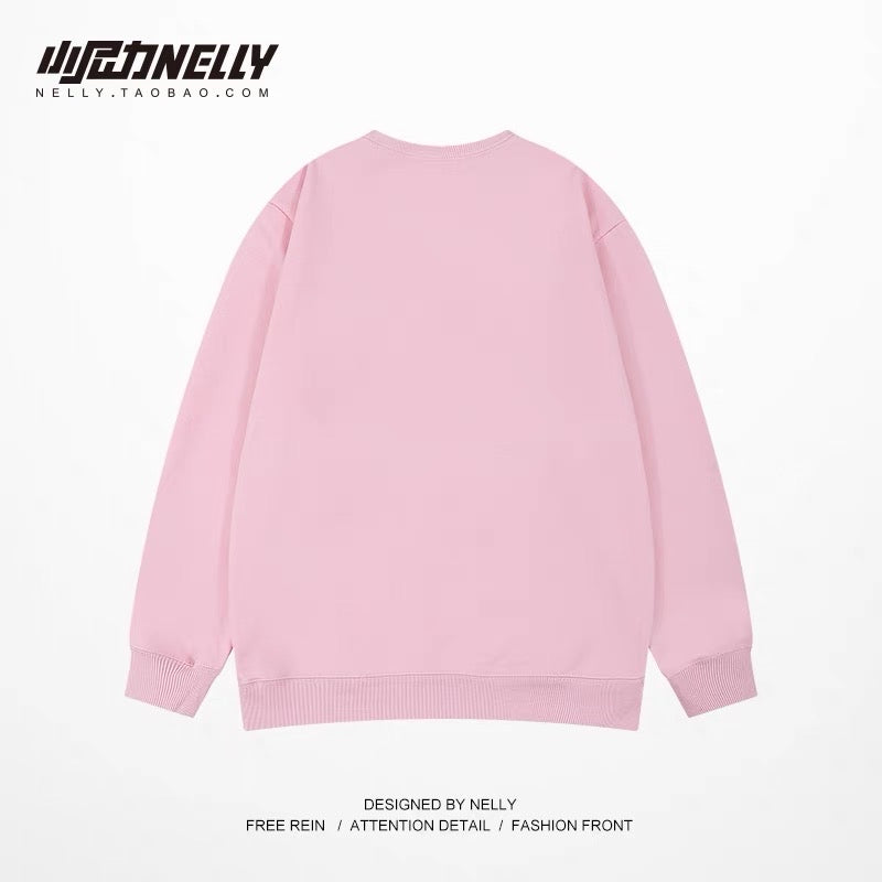 ins autumn and winter new trendy round neck sweatshirt men's trendy brand casual long-sleeved men's youth printed tops trendy