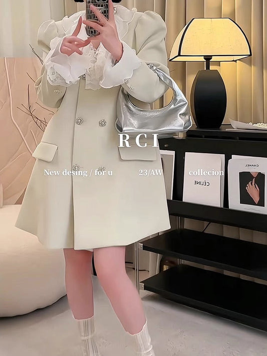 Design sense small crowd ruffled stitching suit dress 2023 new women's autumn French temperament small skirt
