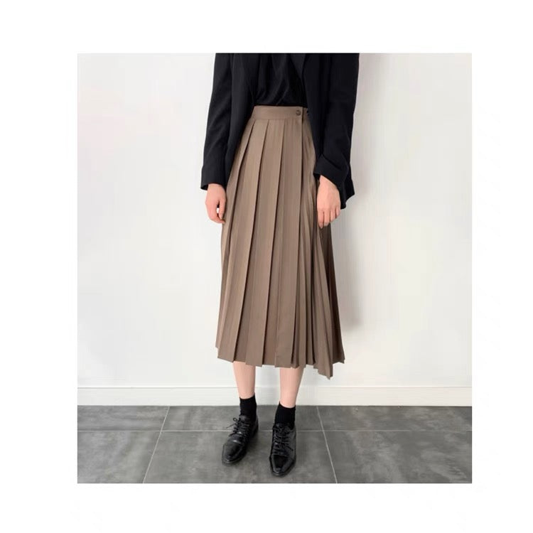 2023 New Spring and Autumn Niche One-piece Suit Skirt A-Line Irregular Horse Face Pleated Long Half-length Skirt for Women T3484