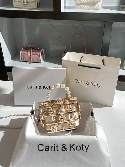 Carit Koty French niche bag 2023 new pearl portable box bag high-end dinner cosmetic bag