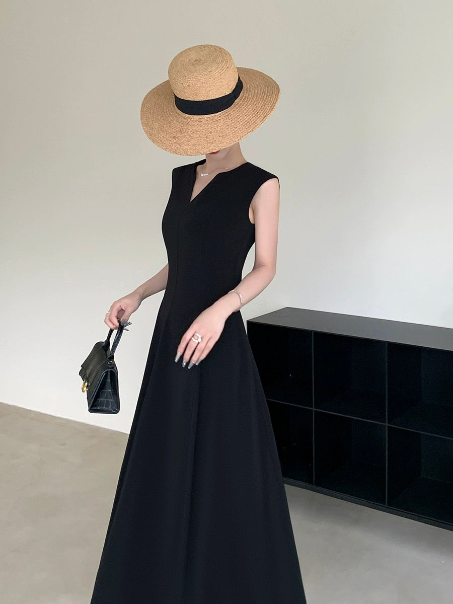 FT GUOGE Guoge's black dress 2024 summer new style waist slimming temperament goddess style commuter long skirt