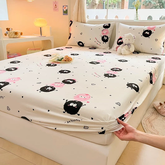 Cotton bed sheet single piece pure cotton bed cover dust cover summer children single mattress anti-slip protective cover three-piece set