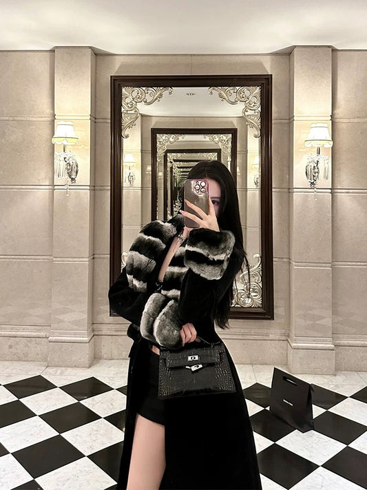 For Fay a winter custom-dyed mink eco-friendly fur velvet fur coat for women mid-length coat
