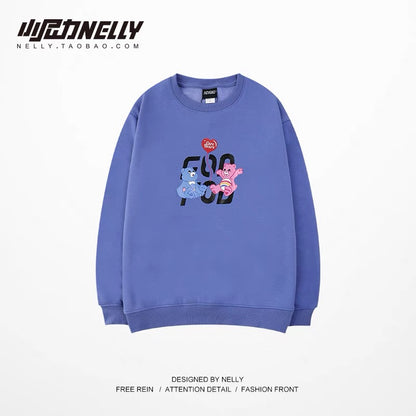 Sweater men's autumn and winter fat men and women large size round neck tops Hong Kong style ins trend loose and versatile couple coats (T0927)
