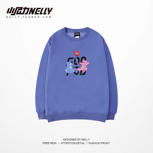 Sweater men's autumn and winter fat men and women large size round neck tops Hong Kong style ins trend loose and versatile couple coats (T0927)