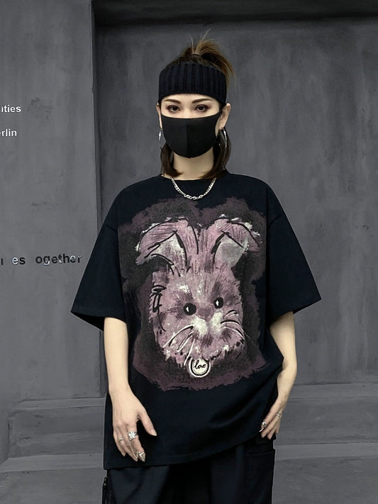 M's fashion brand European summer sports t-shirt women's design niche caring shirt short-sleeved loose black half-sleeved top