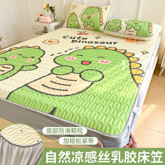 Ice silk latex cool mat three-piece set bed sheet summer bedspread single piece children baby air conditioning mat cool pad washable