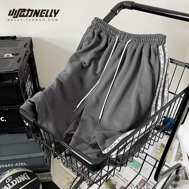 Summer cashew flower sports shorts men's trendy loose ins versatile couple thin outer wear casual mid-length pants