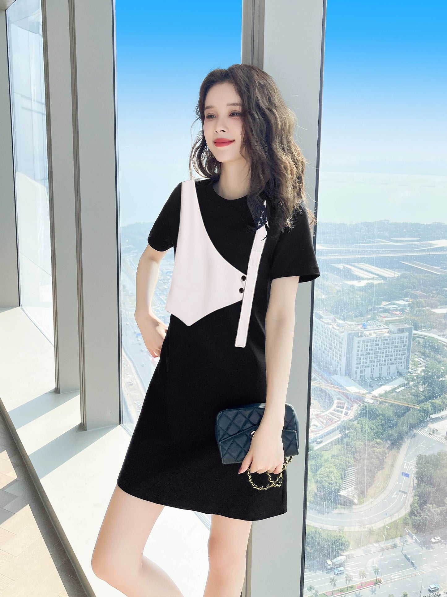 Black dress 2024 new style women's summer design niche summer women's casual skirt small summer style
