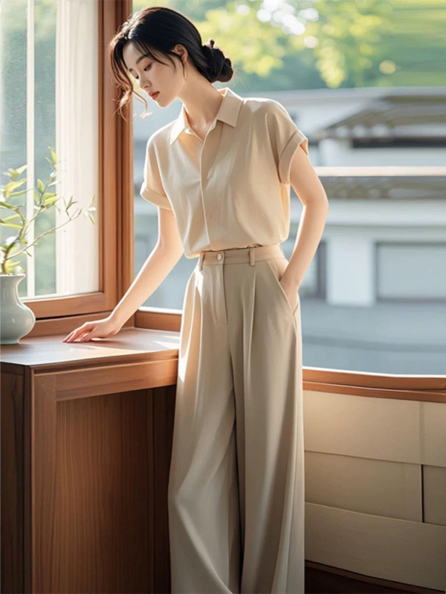 Clearance sale outlet brand high-end stylish professional suits for women summer shirts and pants two-piece suits