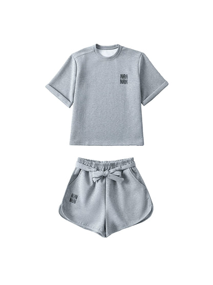 Comfortable! Summer street shooting casual sports short-sleeved T-shirt tops loose lazy wide-leg shorts two-piece set