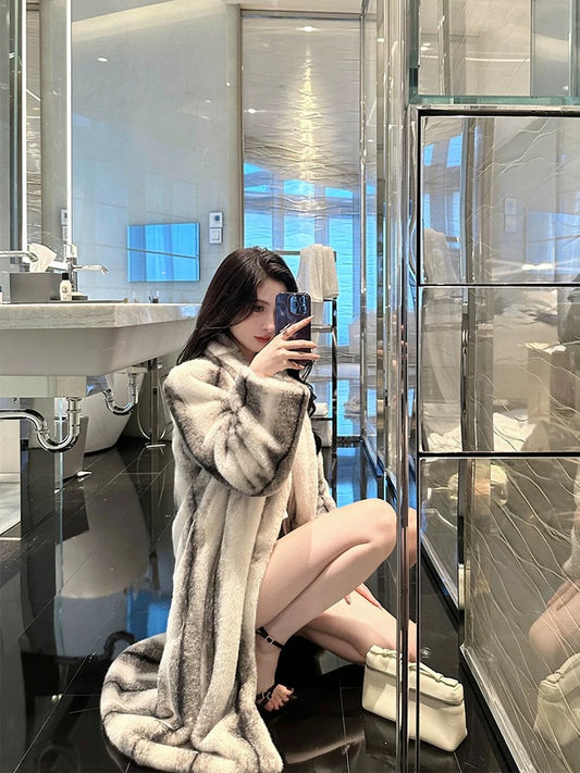 For Fay a winter custom-dyed mink eco-friendly fur velvet fur coat for women mid-length coat