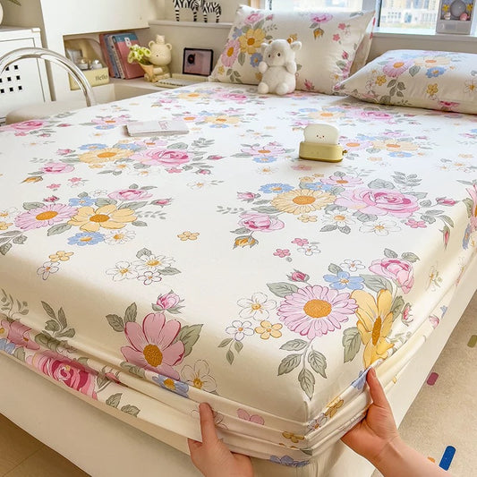 A-grade mother and baby grade pure cotton fitted sheet, single piece, pure cotton mattress protector, bed cover, dust cover, bed cover, 1.5 three-piece set