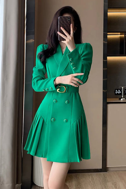 Xiaoxiangfeng suit dress for women 2023 spring new temperament high-end tea break French pleated skirt slimming