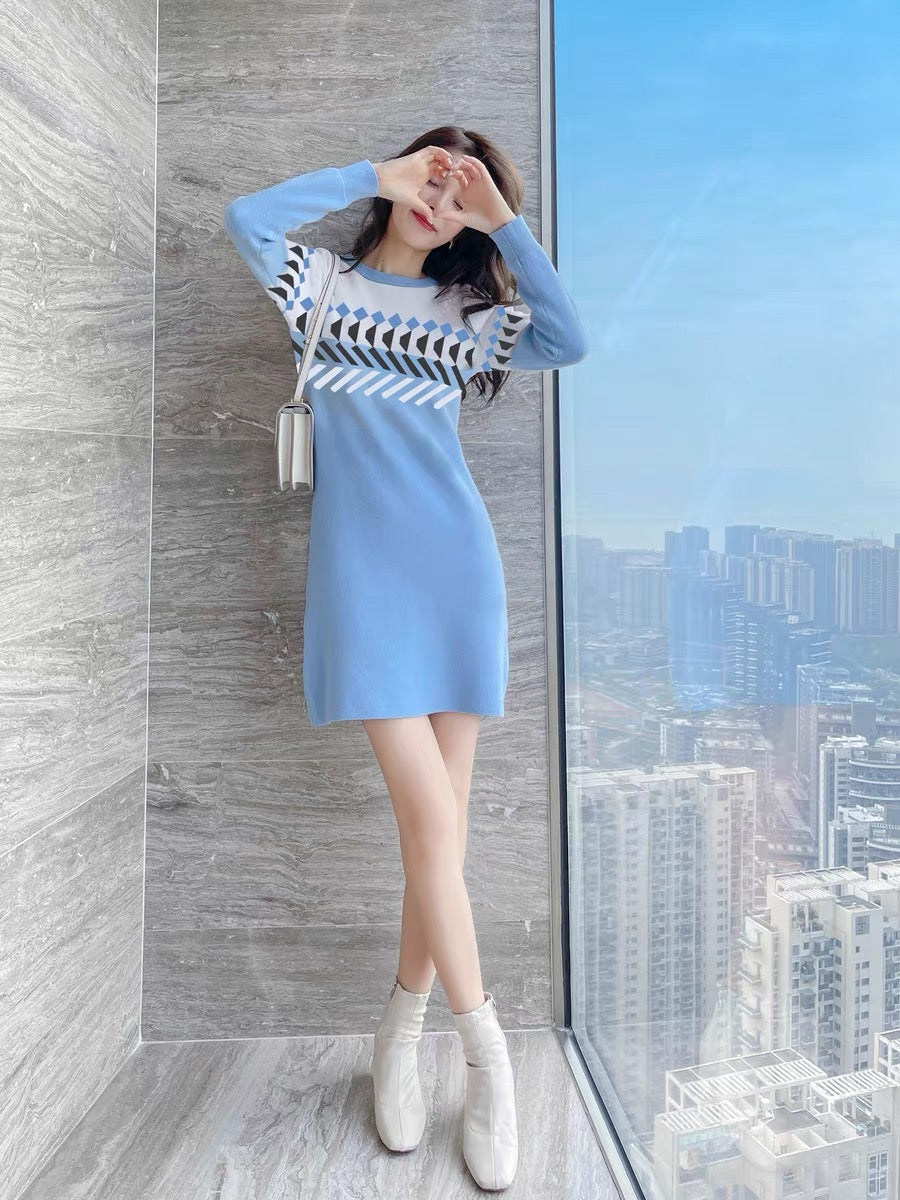 Autumn 2023 new autumn clothing popular French bottoming knitted dress winter high-end sweater skirt women autumn and winter T2358