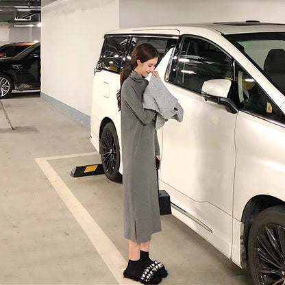 Internet celebrity pregnant women autumn clothing set 2023 new autumn clothing pregnancy belly cover dress large size long skirt sweater two-piece winter set