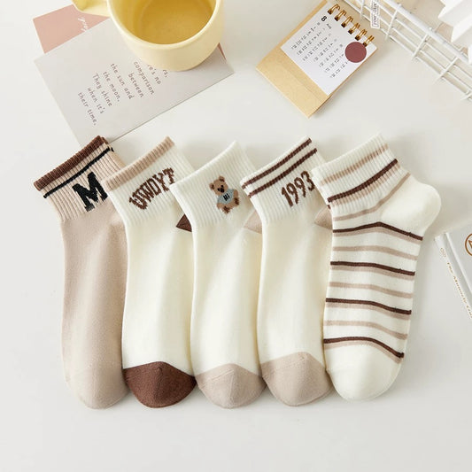 Spring and summer thin ins trendy all-match cute cartoon sports sweat-absorbent boat socks college ladies student short socks female