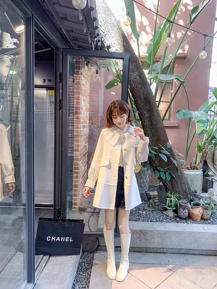 Fish Rabbit's rabbit high-end double-sided woolen coat for women doll collar sweet wool woolen coat autumn cashmere coat