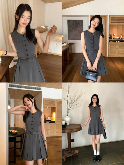 pusumede black halter dress female temperament loose large swing sleeveless off-shoulder French holiday style long dress