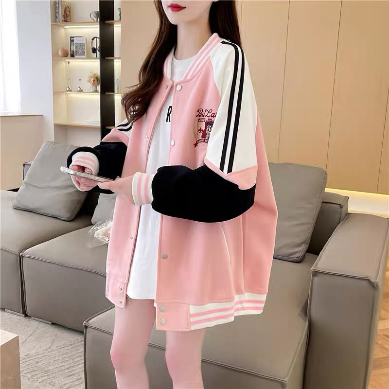 Korean style design baseball uniform jacket for women 2023 new autumn fashionable age-reducing casual versatile jacket trend (J0243)
