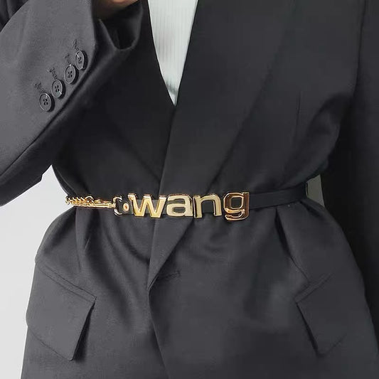 Belt for women with versatile design letter decoration chain girdle with suit dress retro fashion ins belt
