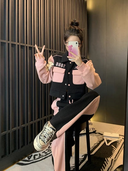 MUEL Original ◆ Casual Fashion Suit Women's Spring Clothing 2023 New Design Western Style Age Reduction Sports Two-piece Set (S049)