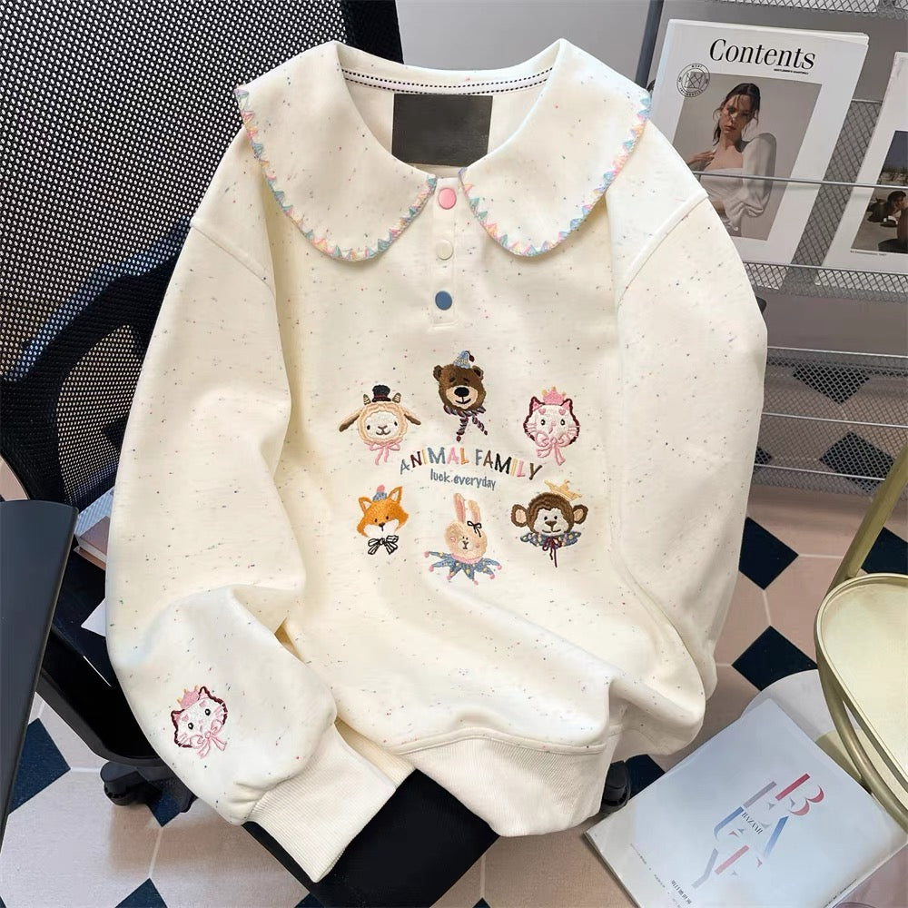 Milk fufu blue striped angel puppy sweater coat women's autumn and winter gentle Japanese style thick hooded knitted cardigan