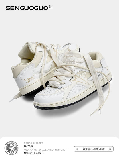 Senguoguo triangle star/bread shoes original niche 2023 new autumn sneakers versatile white shoes men's trendy