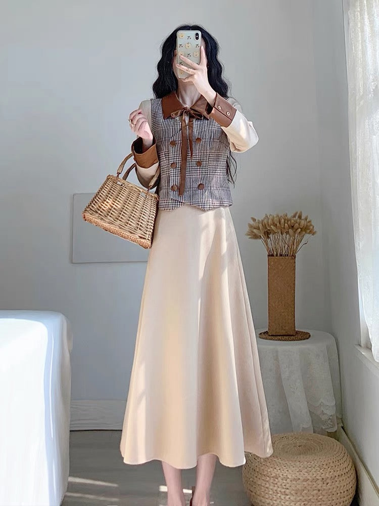 Autumn clothing 2023 new women's skirts high-end light luxury French retro style two-piece dress suit skirt