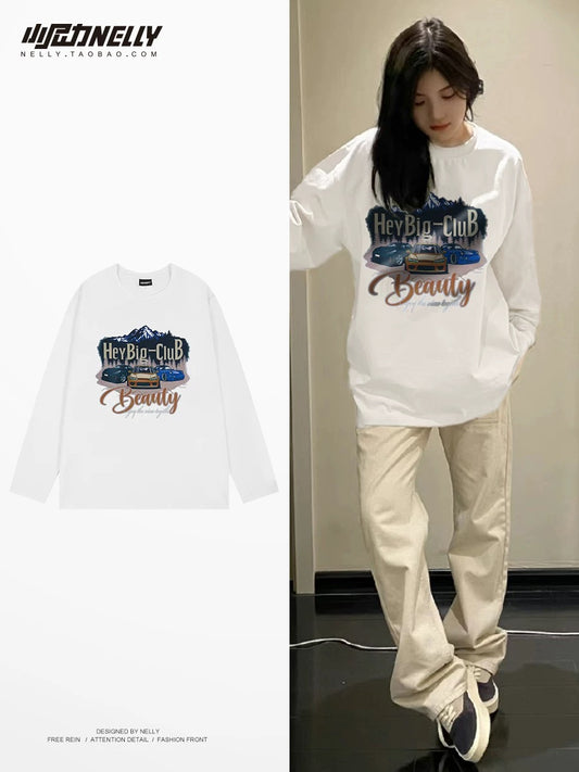 American cartoon cat print round neck short sleeve men and women summer 2025 couple pure cotton t-shirt half sleeve bottoming shirt trend