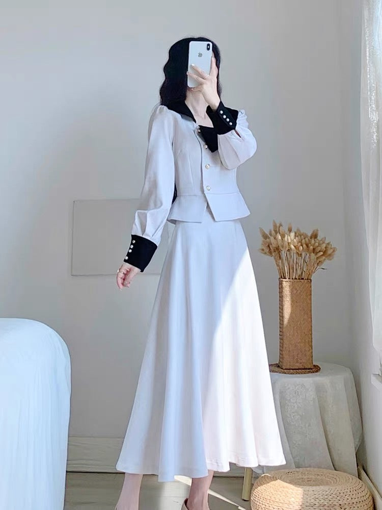Autumn 2023 new women's skirt French style light and mature style waist slimming high-end suit dress