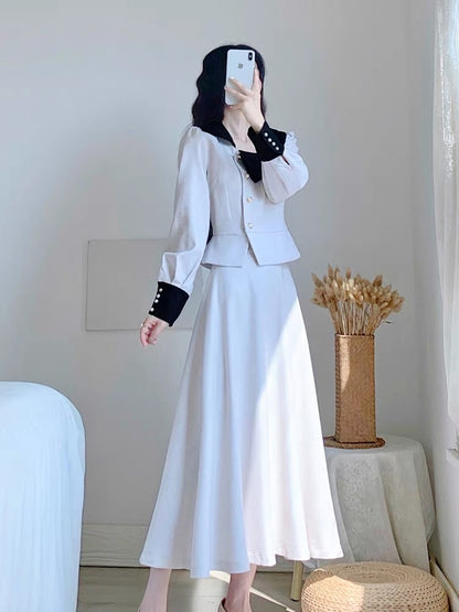Autumn 2023 new women's skirt French style light and mature style waist slimming high-end suit dress