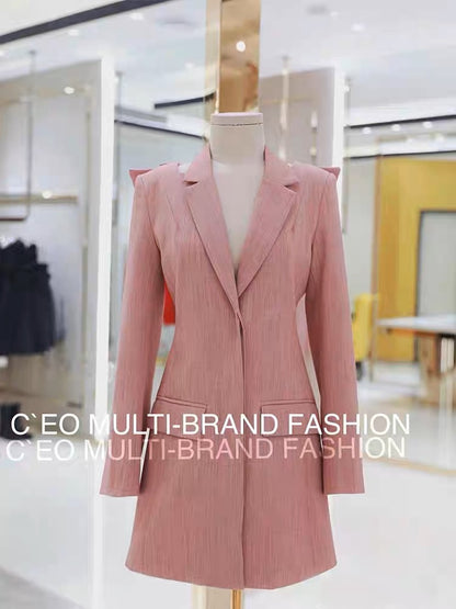 2023 Spring and Autumn New Women's Fragrance Style High-end French Niche Design Pink Suit Backless Dress