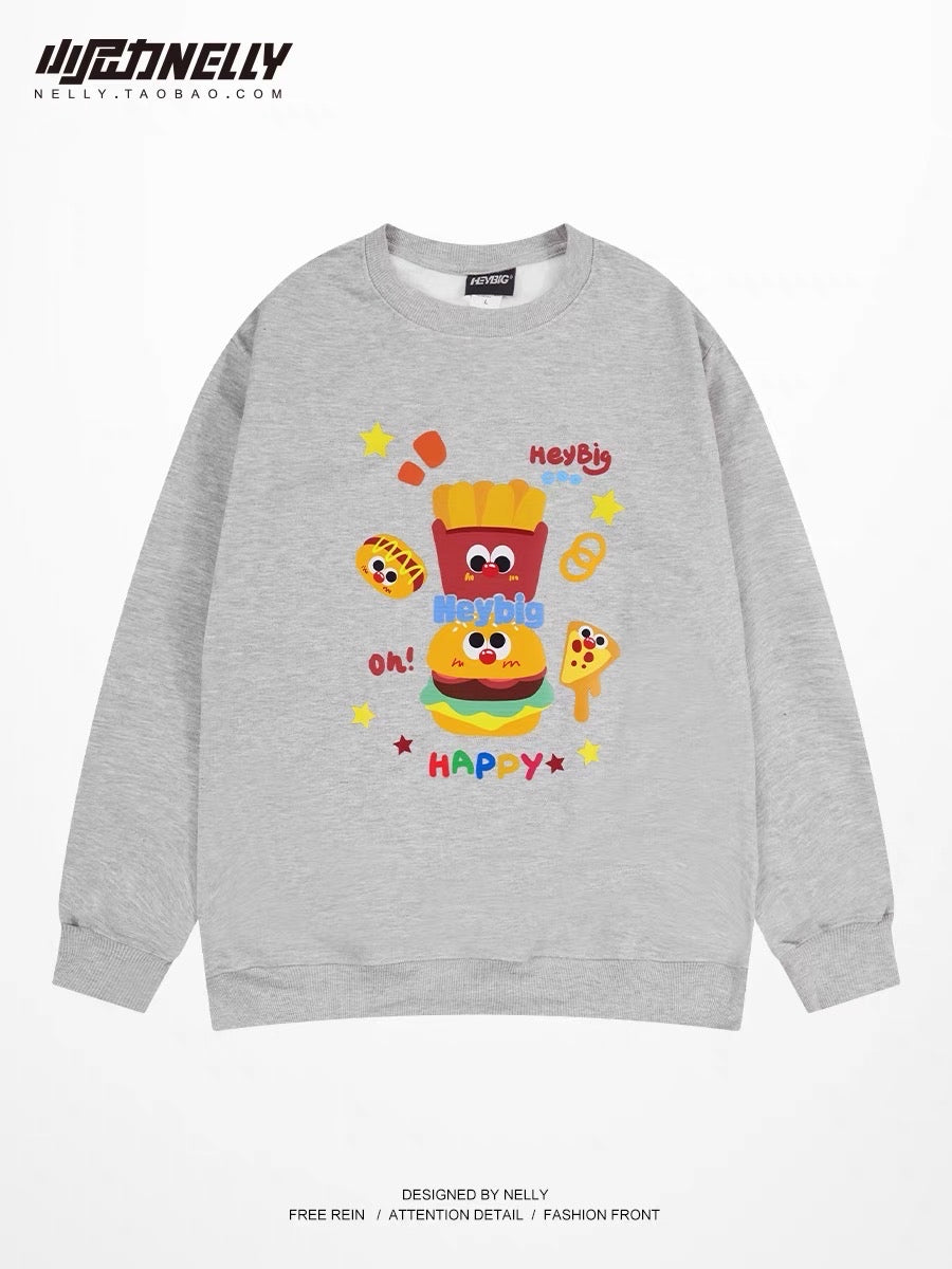 Oversize sweatshirt men's velvet thickening 2023 new heavyweight trendy brand American autumn round neck autumn and winter trendy brand