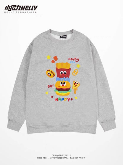 Oversize sweatshirt men's velvet thickening 2023 new heavyweight trendy brand American autumn round neck autumn and winter trendy brand