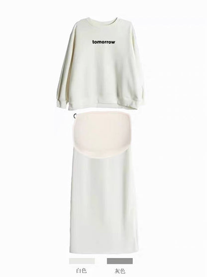 Maternity wear autumn 2023 new set pregnant mother trendy casual sweatshirt skirt autumn and winter two-piece set