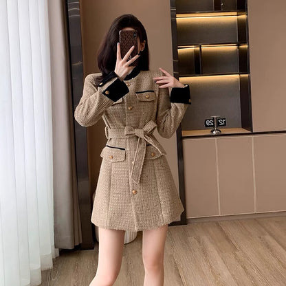 French style small fragrance high-end exquisite dress for women in autumn, small waist, slimming, western style and age-reducing temperament skirt