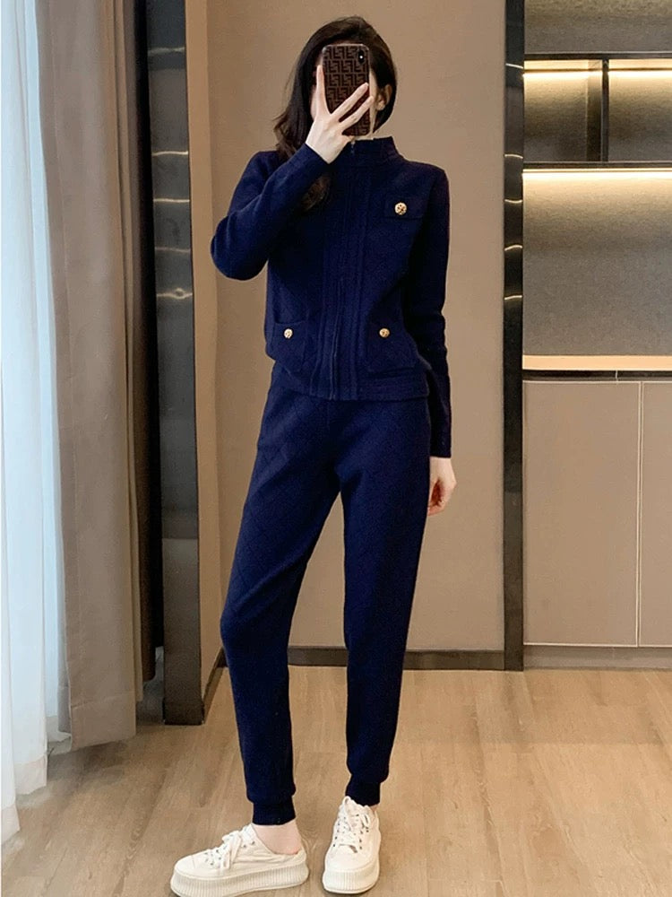 High-end sports and leisure suits for women, spring and autumn fashion, age-reducing streetwear, sweatshirts, pants, two-piece sets, western style