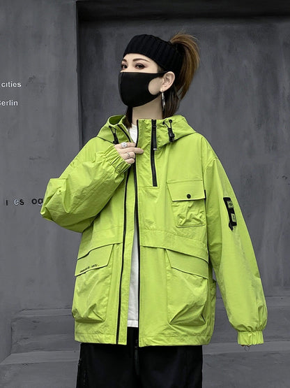 M's trendy brand green jacket for women spring new functional style work jacket loose cool style women's clothing