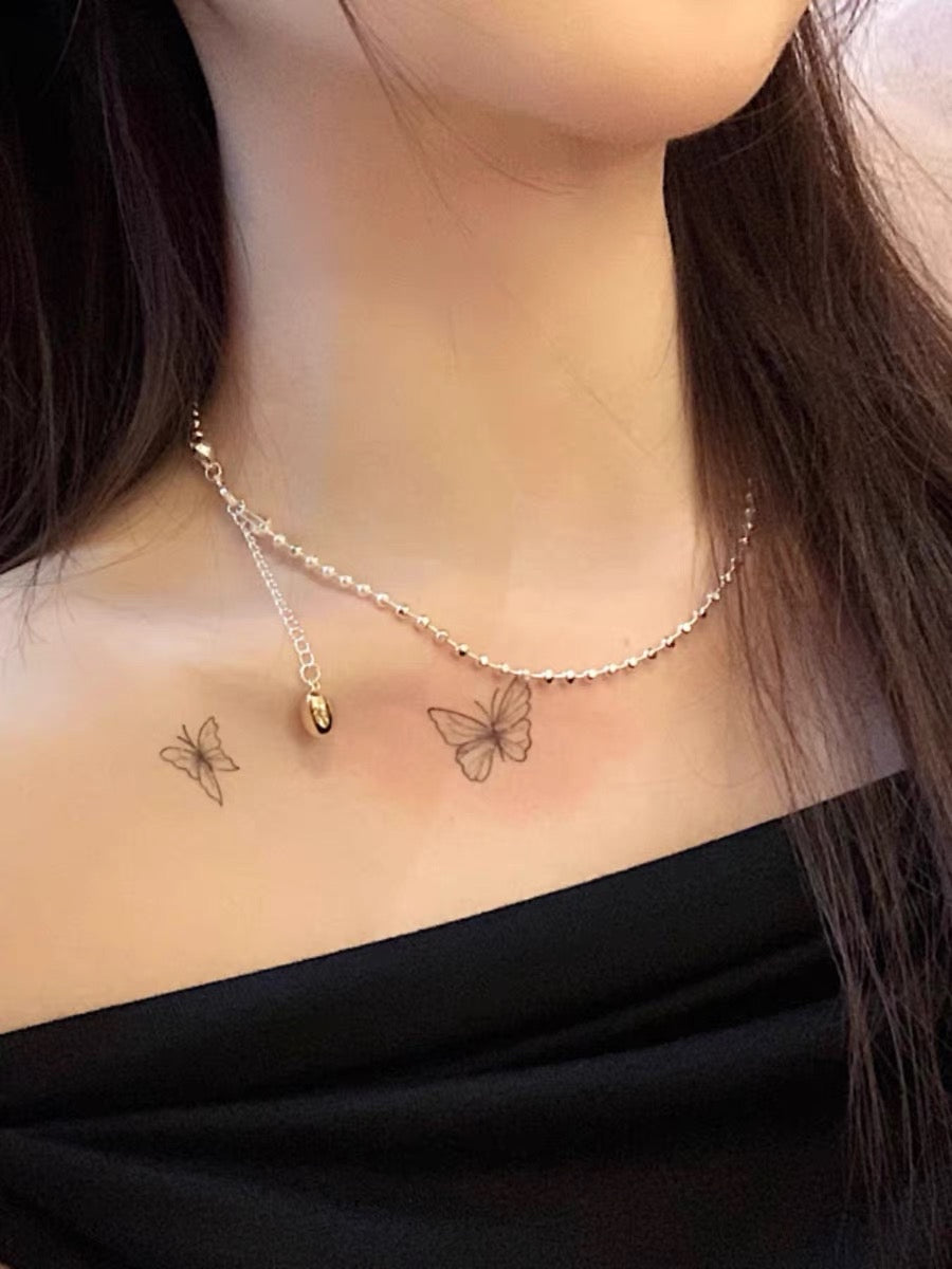 YIcheon Temperament Silver Chain Gold Heart Pendant Necklace C54