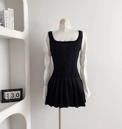 Duolaimei 2023 autumn and winter new retro Hepburn style waist dress