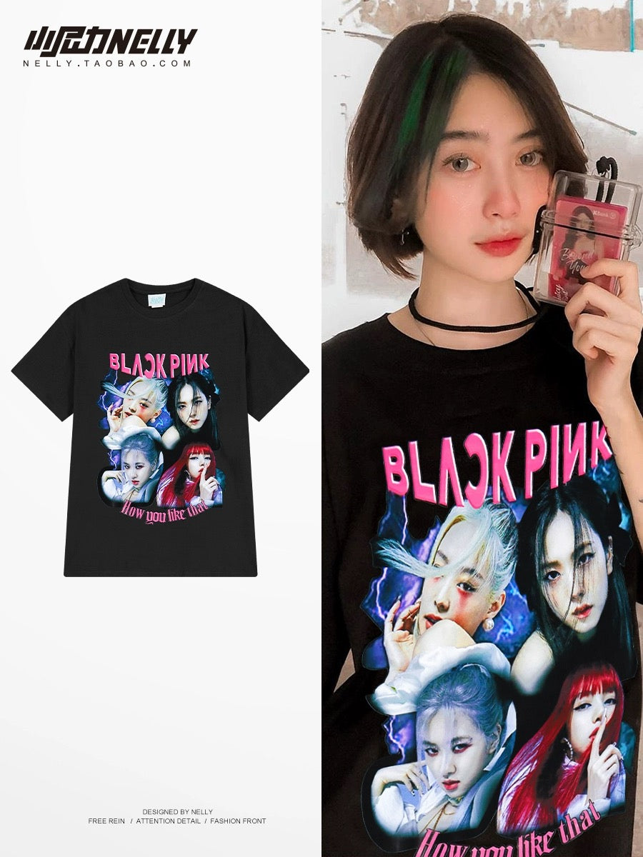 hiphop American street hip hop trend printed cotton T-shirt tops for men and women loose summer style ins national trend short sleeves