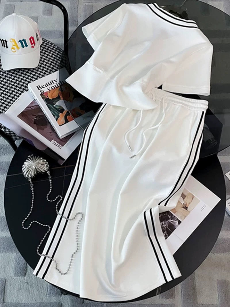 European and Korean casual fashion skirt suit for women summer 2023 new style V-neck slim and fragrant sports skirt
