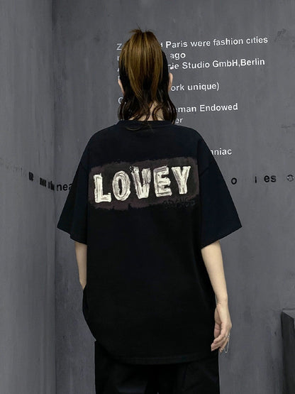 M's fashion brand European summer sports t-shirt women's design niche caring shirt short-sleeved loose black half-sleeved top