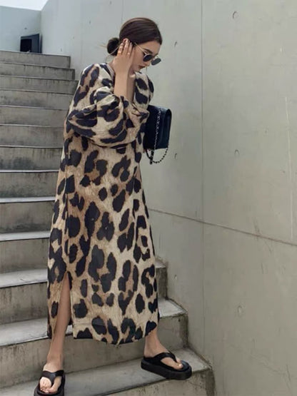 Spring and summer 2023 new style women's chic design high-end niche temperament French retro leopard print thin dress