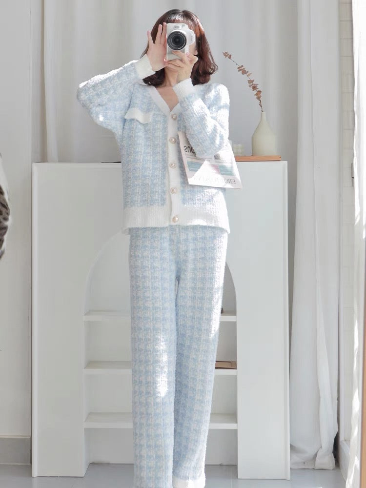 Blogger's tone is gentle and elegant~shui women's autumn and winter small fragrance style coral velvet ins suit (B4912)