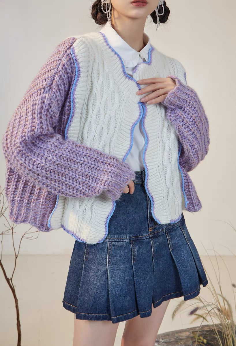 RUKIA/vintage-sense sweater for women in autumn and winter, lazy style, high-end sense, retro gentle cardigan knitted jacket V1152