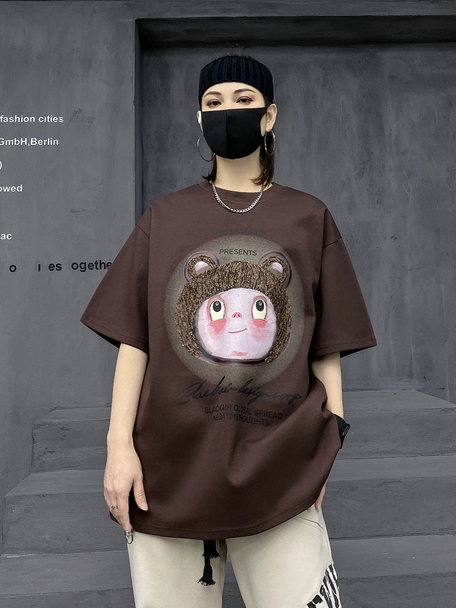 M's fashion brand European summer sports t-shirt women's design niche caring shirt short-sleeved loose round neck half-sleeved top