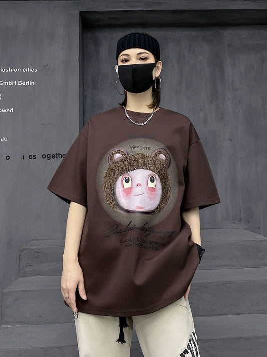 M's fashion brand European summer sports t-shirt women's design niche caring shirt short-sleeved loose round neck half-sleeved top